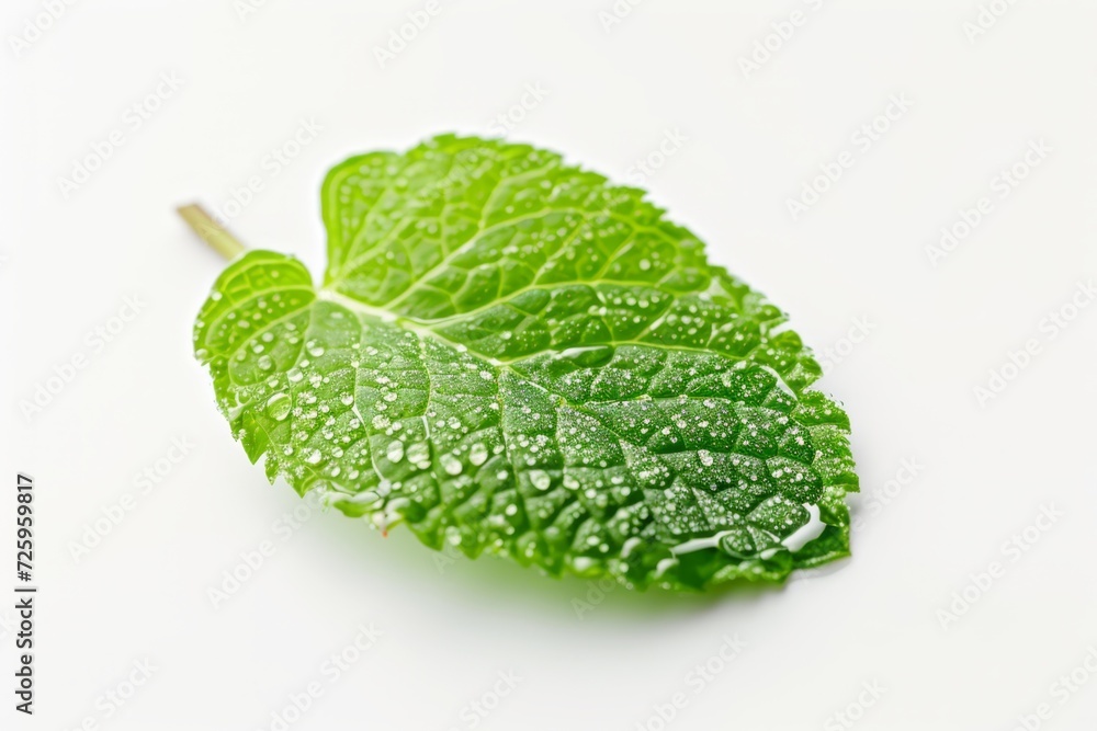 A Green Leaf With Water Droplets A Green Leaf With Water Droplets