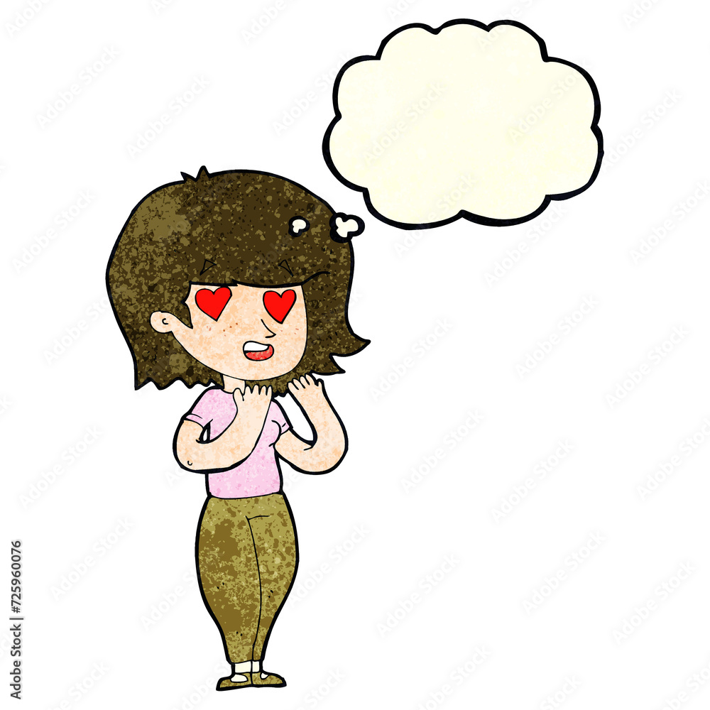 cartoon woman in love with thought bubble cartoon woman in love with thought bubble