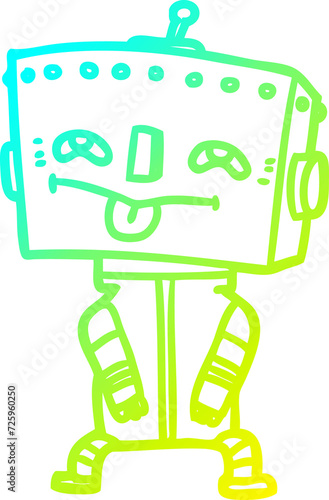 cold gradient line drawing cartoon robot