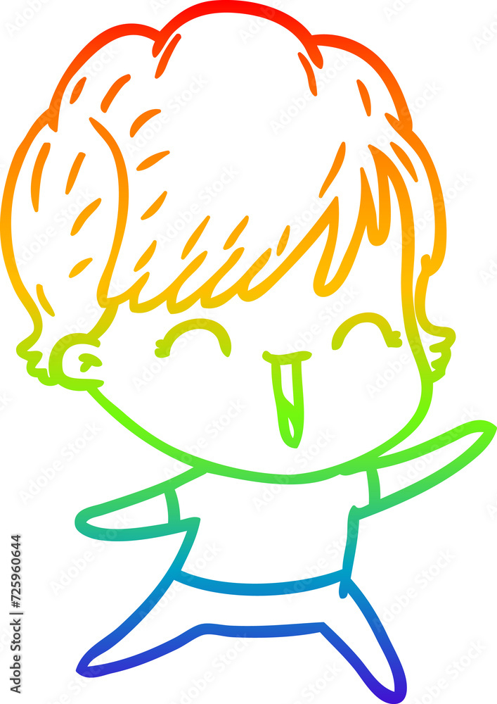 rainbow gradient line drawing cartoon laughing woman rainbow gradient line drawing cartoon laughing woman