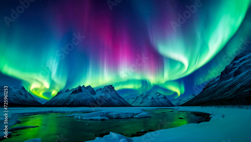 Beautiful aurora borealis at night in winter © Zsolt Biczó