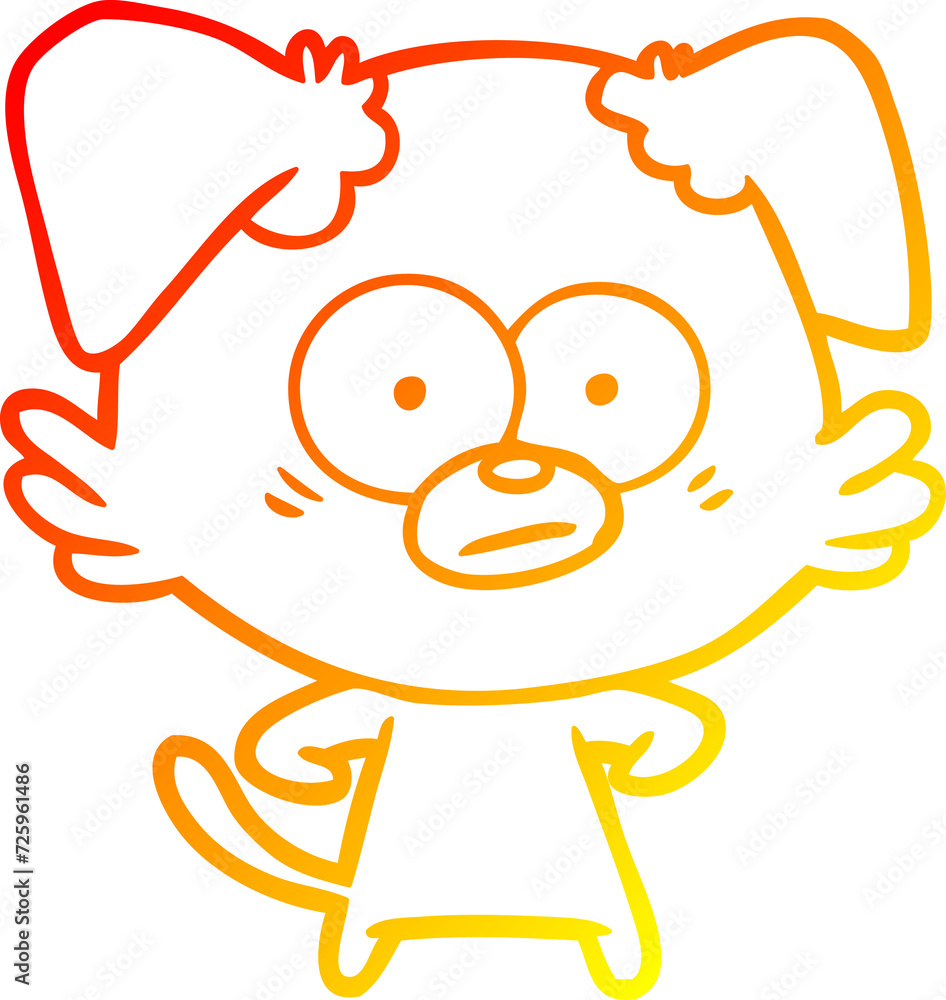 Obraz premium warm gradient line drawing nervous dog cartoon