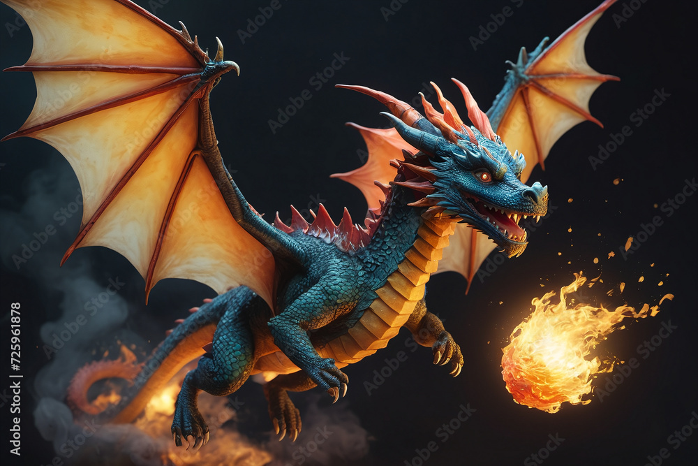 Fire breathing dragon from fairy tale Fire breathing dragon from fairy tale