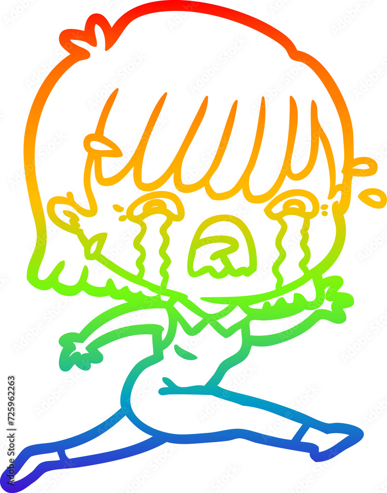 rainbow gradient line drawing cartoon girl crying rainbow gradient line drawing cartoon girl crying