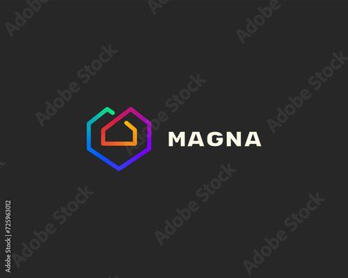 Linear house in heart logo design. Minimalistic home building property logotype. Universal real estate construction sign. Vector illustration.
