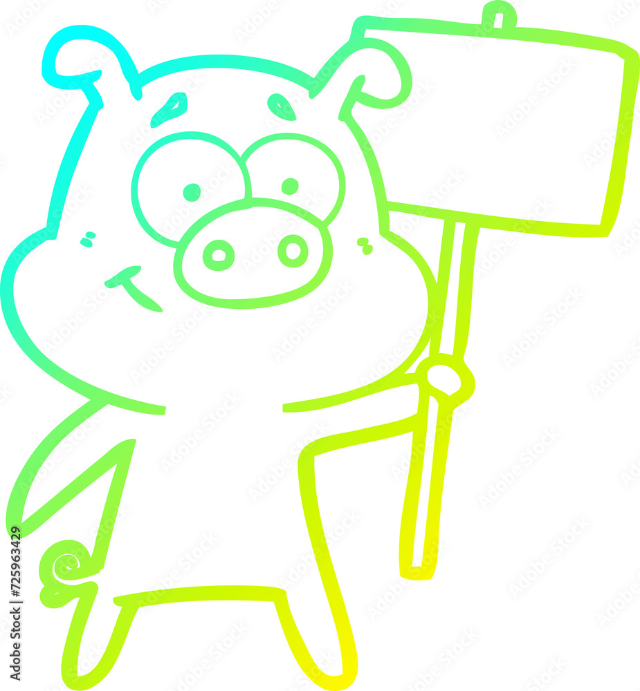 cold gradient line drawing happy cartoon pig cold gradient line drawing happy cartoon pig