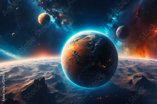 Beautiful planet in outer space in universe