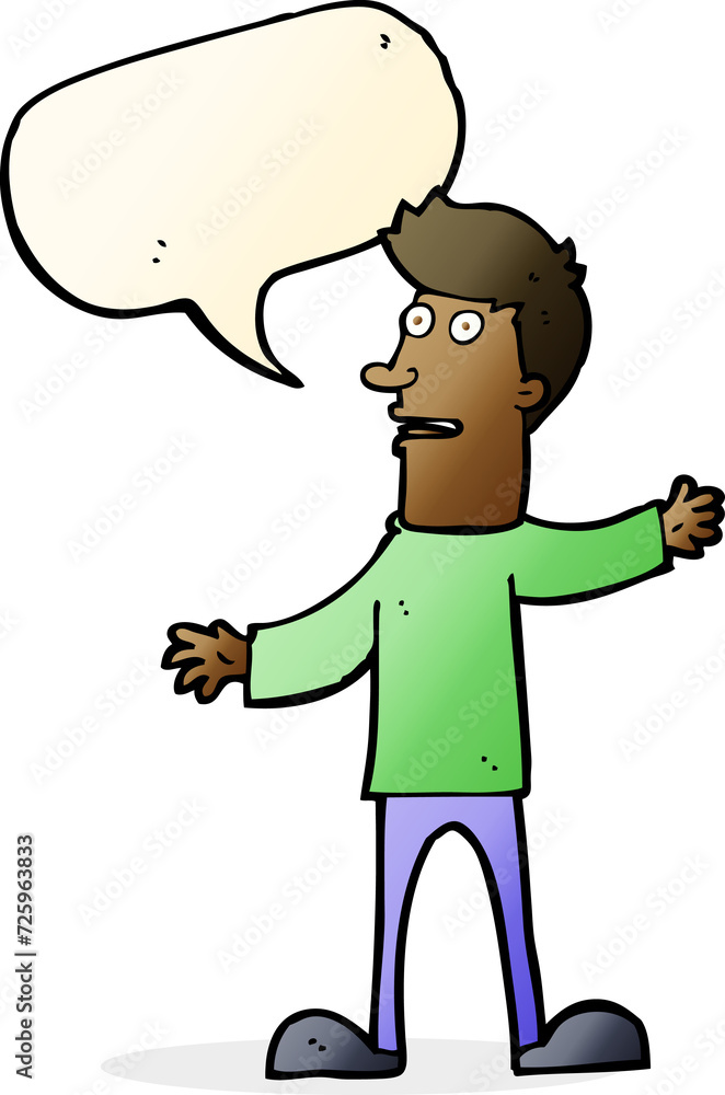 cartoon surprised man with speech bubble