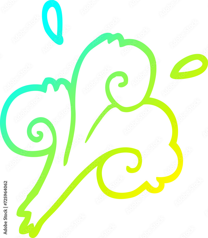 Fototapeta premium cold gradient line drawing cartoon water waves
