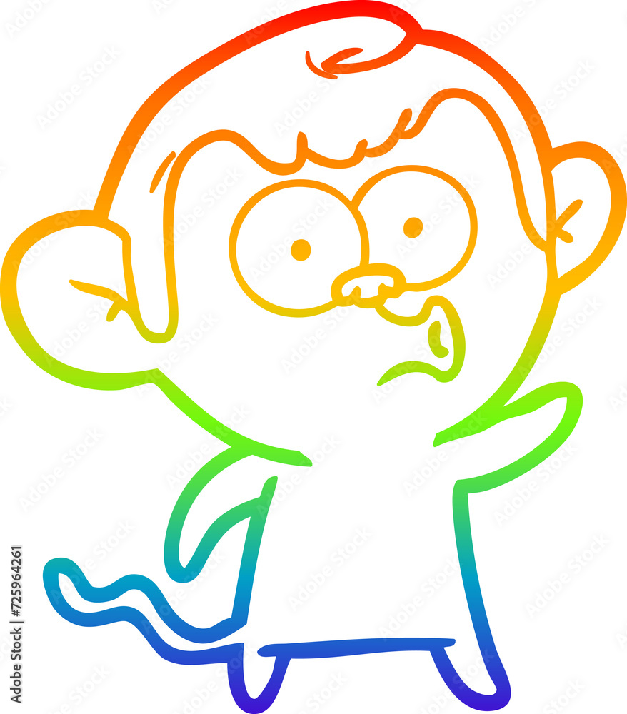rainbow gradient line drawing cartoon hooting monkey rainbow gradient line drawing cartoon hooting monkey