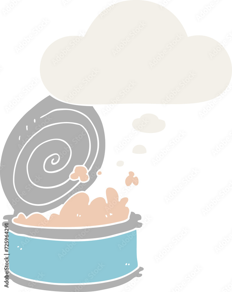 cartoon canned fish and thought bubble in retro style cartoon canned fish and thought bubble in retro style