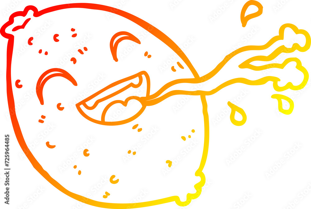 Obraz premium warm gradient line drawing cartoon squirting lemon