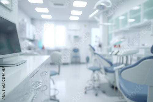 a dental office is shown in blurred white