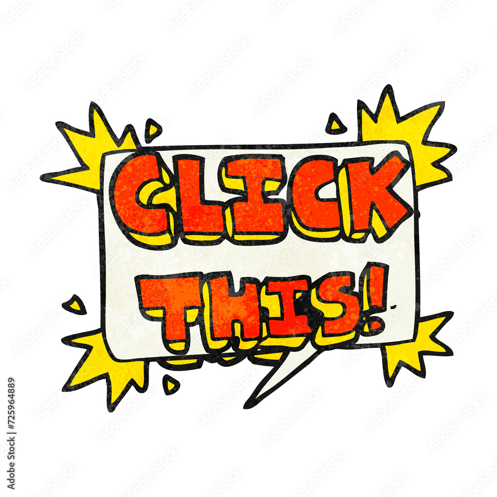 textured cartoon click here sign textured cartoon click here sign