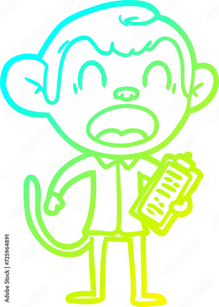 cold gradient line drawing shouting cartoon monkey cold gradient line drawing shouting cartoon monkey