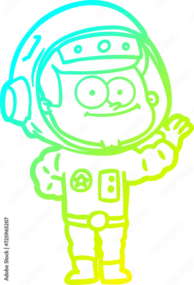 cold gradient line drawing happy astronaut cartoon cold gradient line drawing happy astronaut cartoon