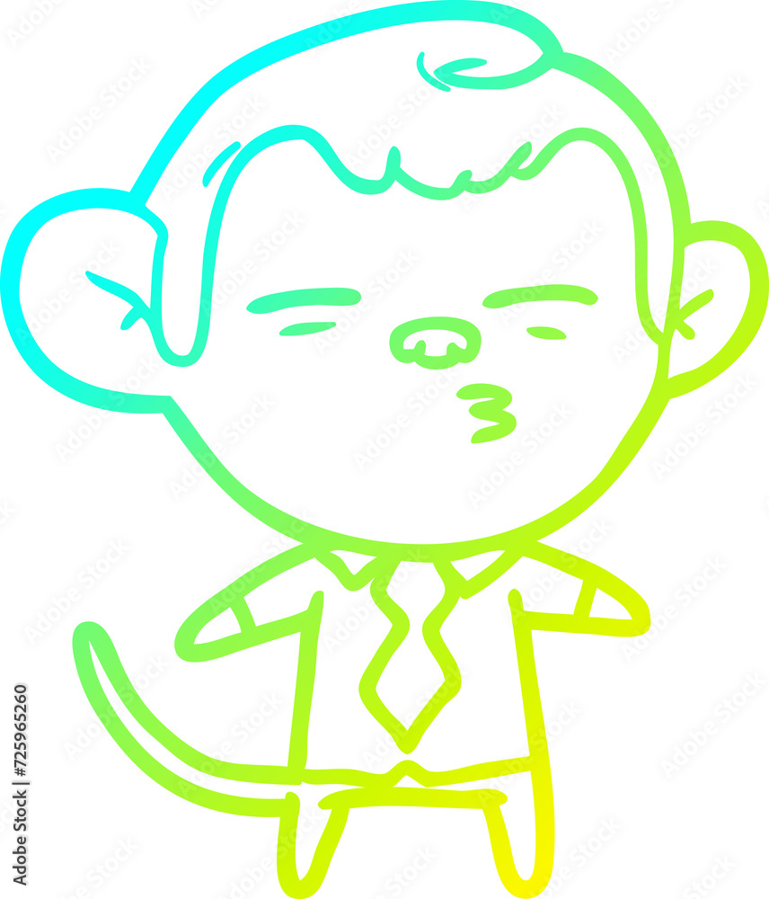 cold gradient line drawing cartoon suspicious monkey cold gradient line drawing cartoon suspicious monkey