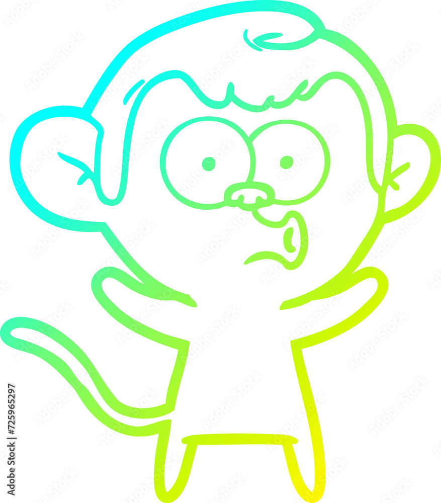 cold gradient line drawing cartoon surprised monkey cold gradient line drawing cartoon surprised monkey