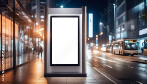 Vertical blank advertising billboard in public space area White large video promotion screen outdoor