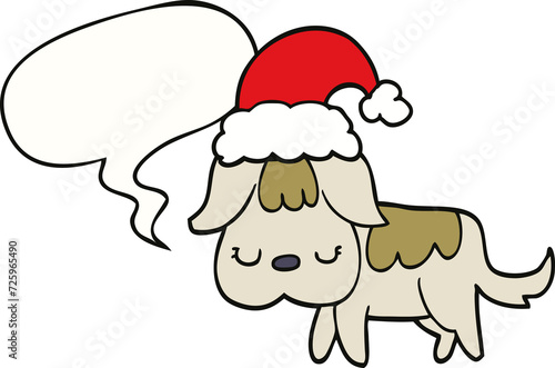 cute christmas dog and speech bubble