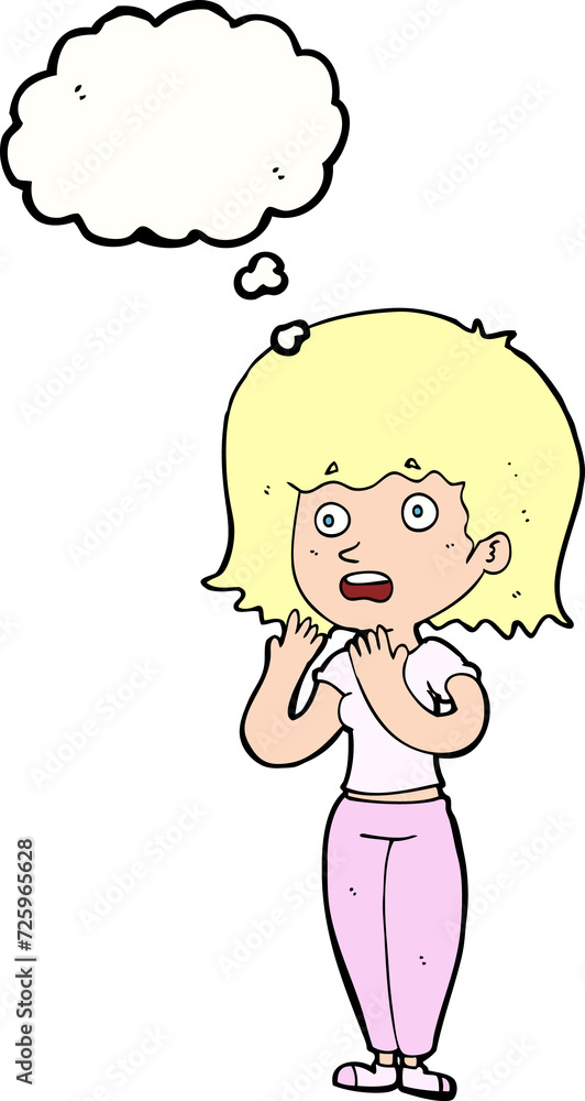 cartoon shocked woman with thought bubble cartoon shocked woman with thought bubble