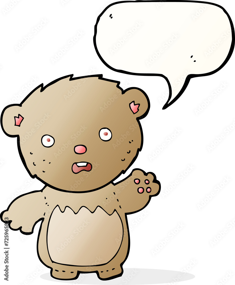 cartoon worried teddy bear with speech bubble cartoon worried teddy bear with speech bubble