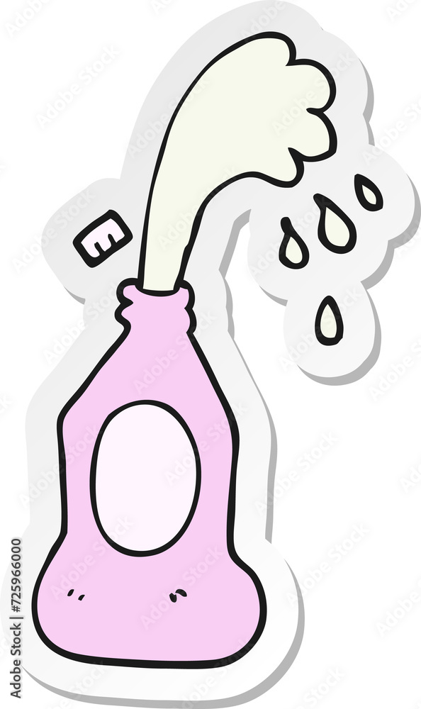 sticker of a cartoon squirting lotion bottle sticker of a cartoon squirting lotion bottle