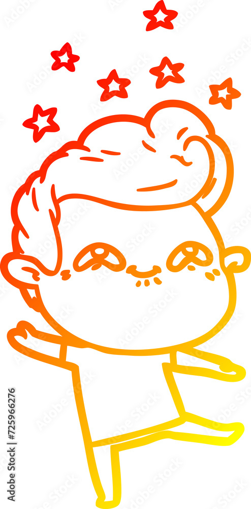 warm gradient line drawing cartoon excited man warm gradient line drawing cartoon excited man
