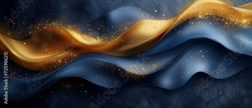blue background with golden swirl and flowers and place for text