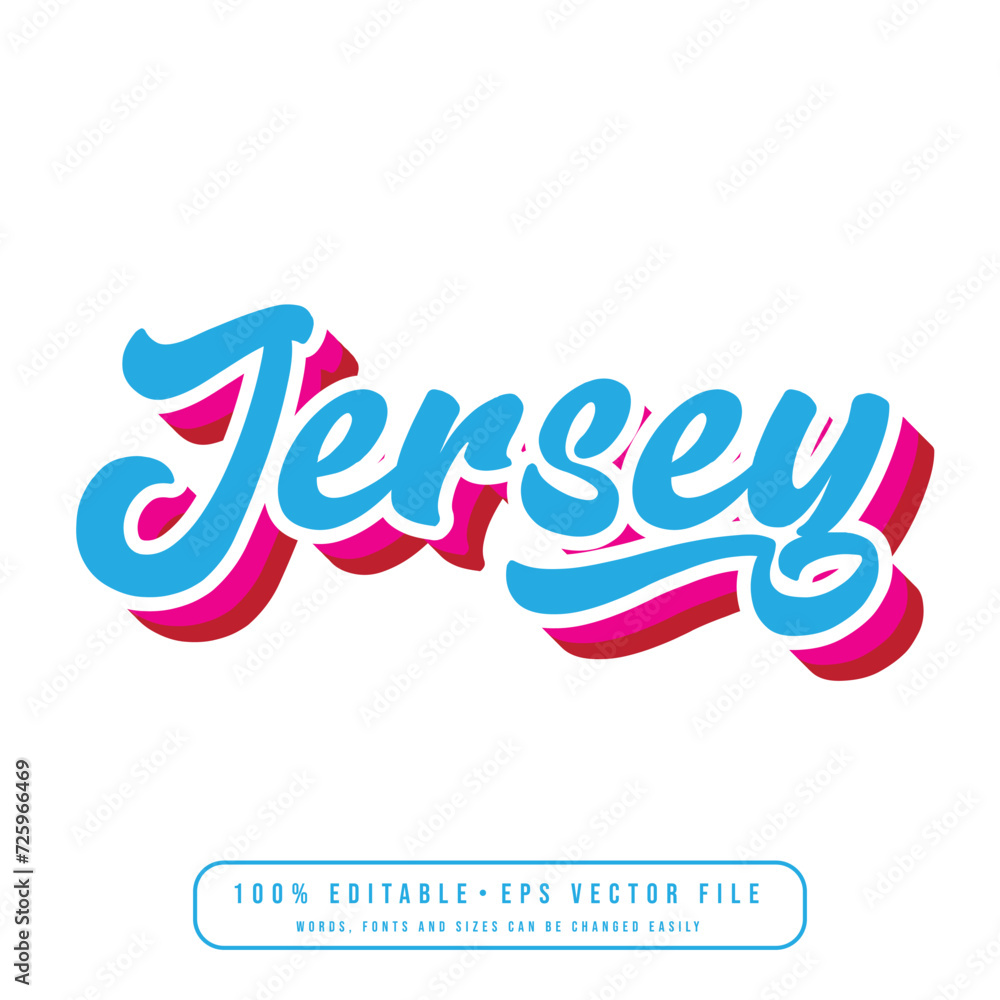 Jersey text effect vector. Editable college t-shirt design printable text effect vector