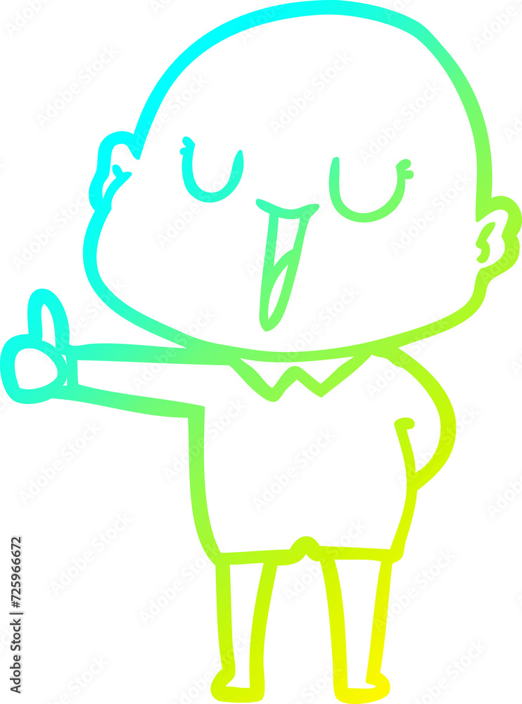 cold gradient line drawing happy cartoon bald man cold gradient line drawing happy cartoon bald man