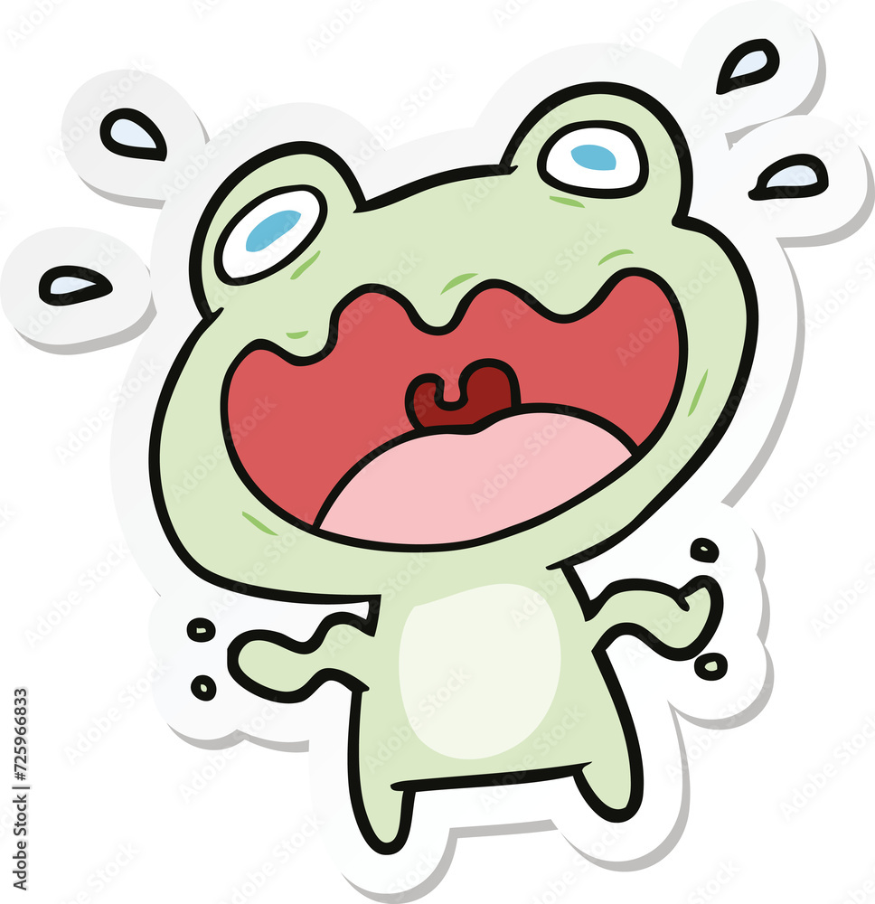 sticker of a cartoon frog frightened sticker of a cartoon frog frightened