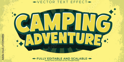 Retro vintage camping adventure text effect, editable 70s and 80s text style