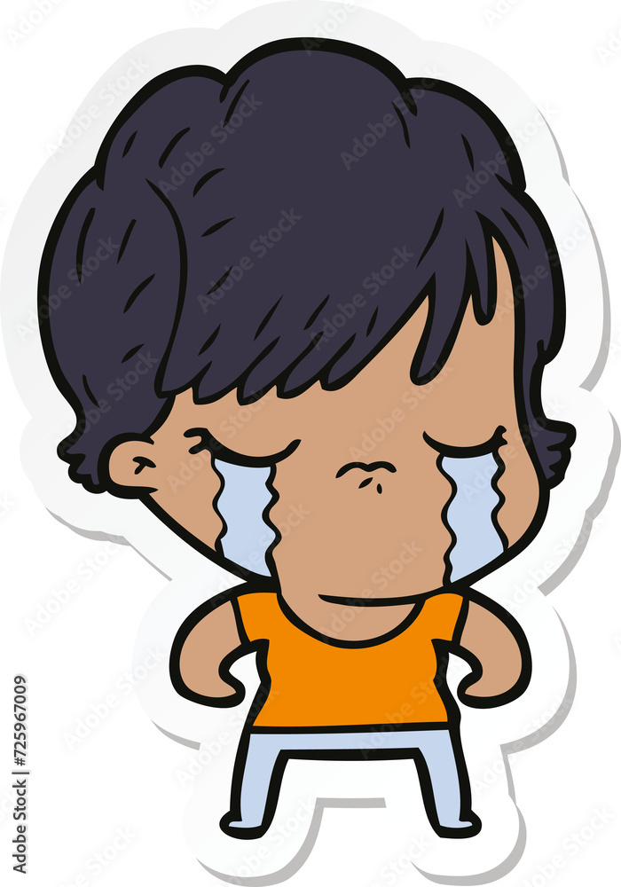sticker of a cartoon woman crying sticker of a cartoon woman crying