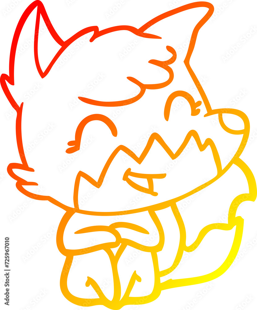 warm gradient line drawing happy cartoon fox warm gradient line drawing happy cartoon fox