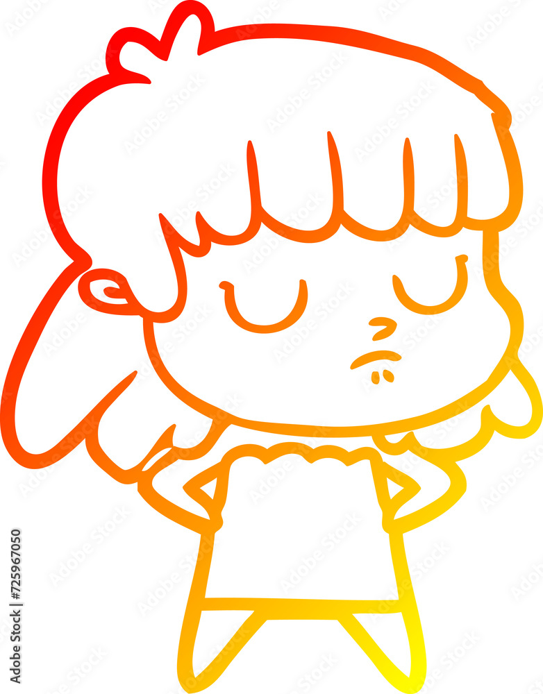 warm gradient line drawing cartoon indifferent woman warm gradient line drawing cartoon indifferent woman