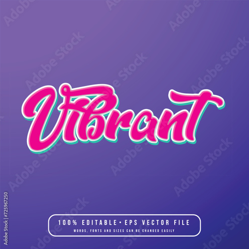 Vibrant text effect vector. Editable college t-shirt design printable text effect vector