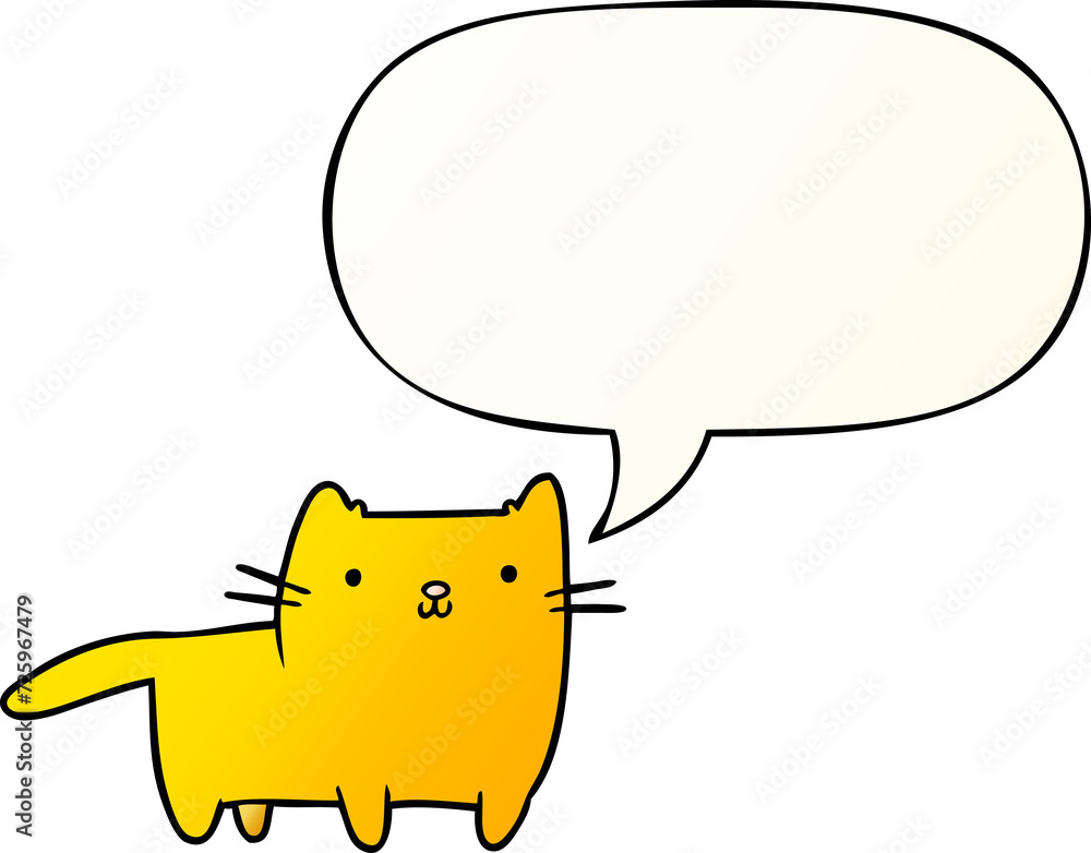cartoon cat and speech bubble in smooth gradient style cartoon cat and speech bubble in smooth gradient style