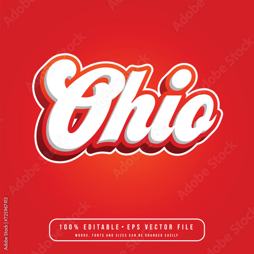 Ohio text effect vector. Editable college t-shirt design printable text effect vector