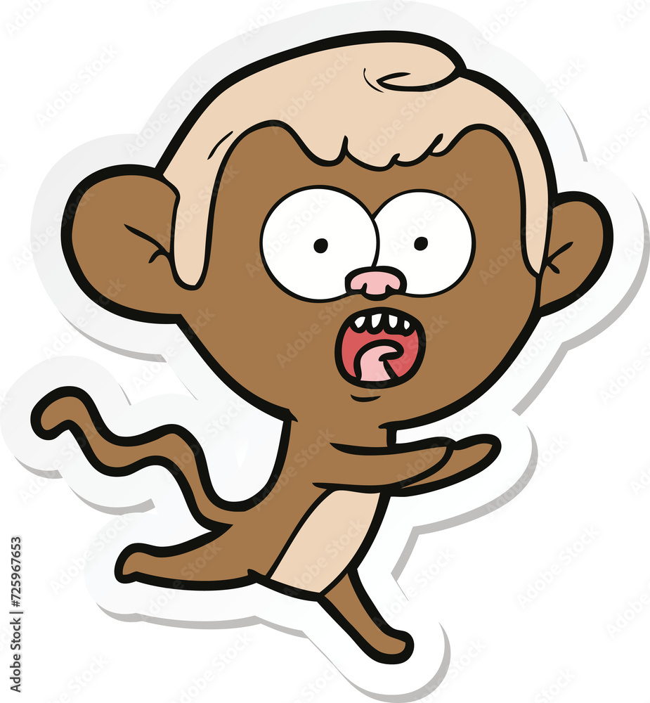 sticker of a cartoon shocked monkey sticker of a cartoon shocked monkey