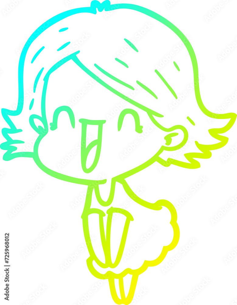 cold gradient line drawing cartoon happy woman cold gradient line drawing cartoon happy woman