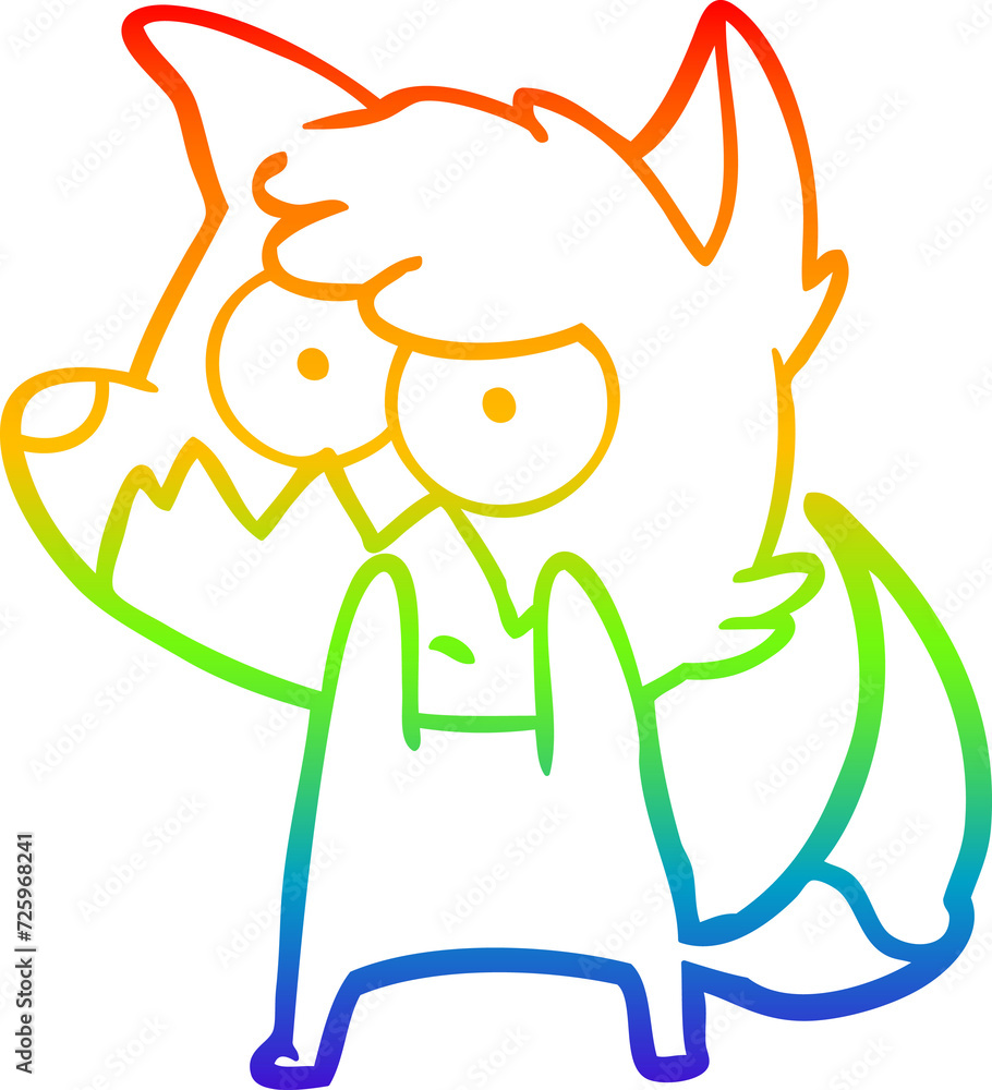 Obraz premium rainbow gradient line drawing cartoon annoyed fox