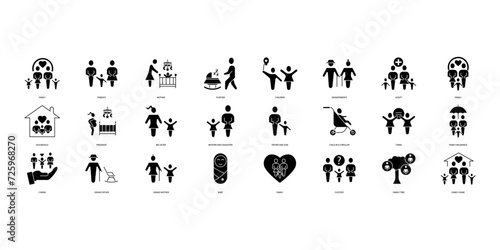 Family icons set. Set of editable stroke icons.Vector set of Family