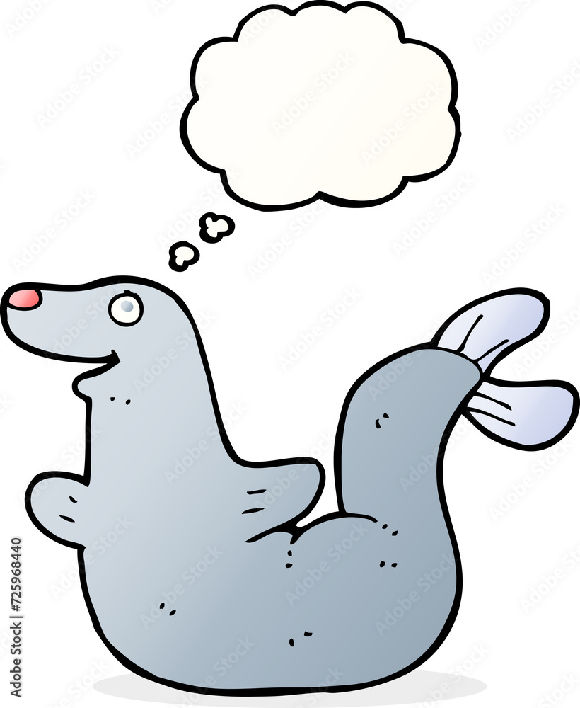 cartoon seal with thought bubble cartoon seal with thought bubble