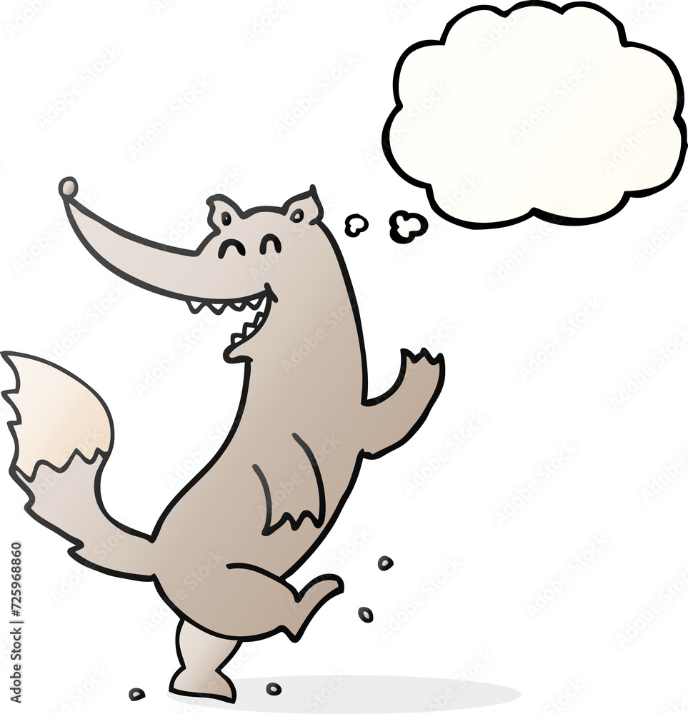 thought bubble cartoon happy wolf dancing thought bubble cartoon happy wolf dancing