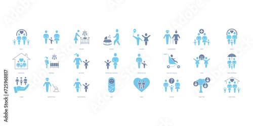 Family icons set. Set of editable stroke icons.Vector set of Family
