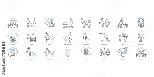 Family icons set. Set of editable stroke icons.Vector set of Family