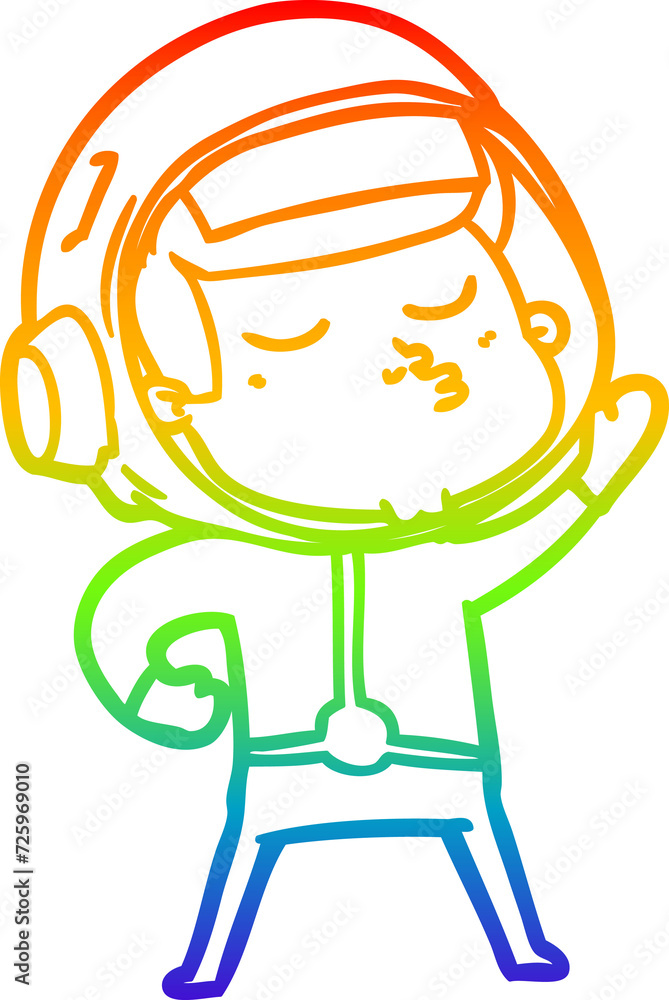 rainbow gradient line drawing cartoon confident astronaut rainbow gradient line drawing cartoon confident astronaut