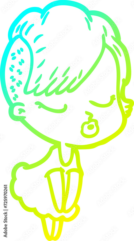 cold gradient line drawing cartoon pretty hipster girl cold gradient line drawing cartoon pretty hipster girl