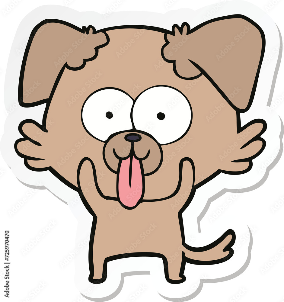 Fototapeta premium sticker of a cartoon dog with tongue sticking out